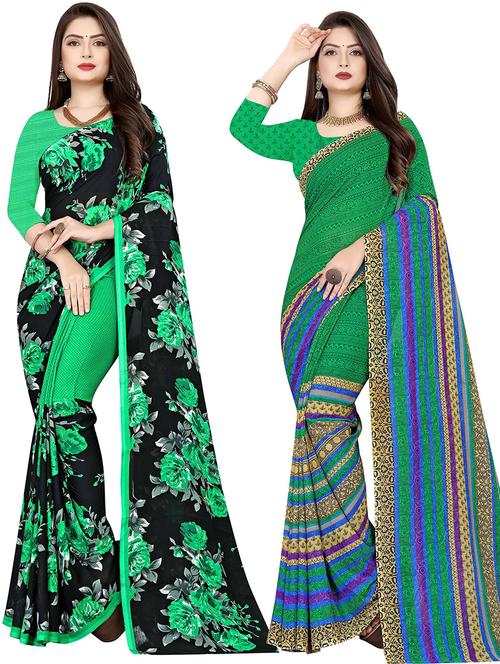 women pack of 2 casual wear sarees with blouse - 21477902 - Very Small Image - 1