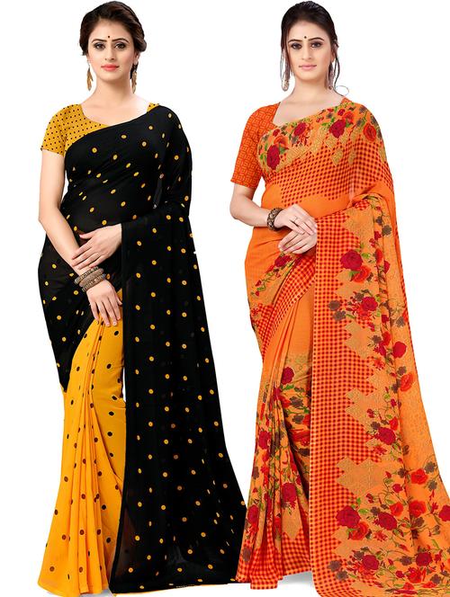 women pack of 2 casual wear combo sarees with blouse - 21477906 - Very Small Image - 1