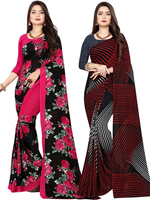 women pack of 2 casual wear sarees with blouse - 21477908 - Very Small Image - 1