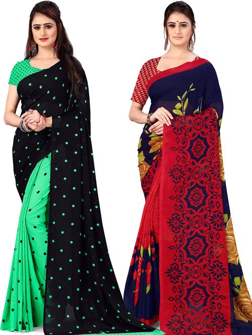 women pack of 2 casual wear combo sarees with blouse - 21477909 - Very Small Image - 1