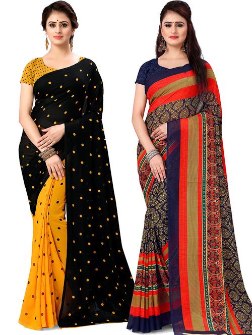 women pack of 2 casual wear combo sarees with blouse - 21477910 - Very Small Image - 1