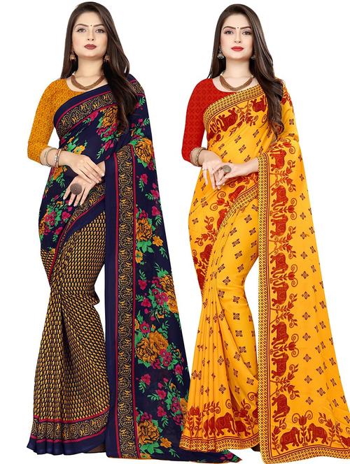 women pack of 2 casual wear combo sarees with blouse - 21477912 - Very Small Image - 1