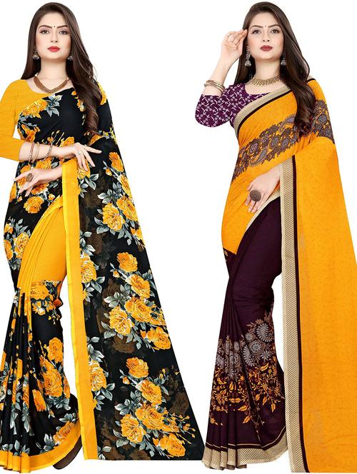 women pack of 2 casual wear sarees with blouse - 21477917 - Very Small Image - 1
