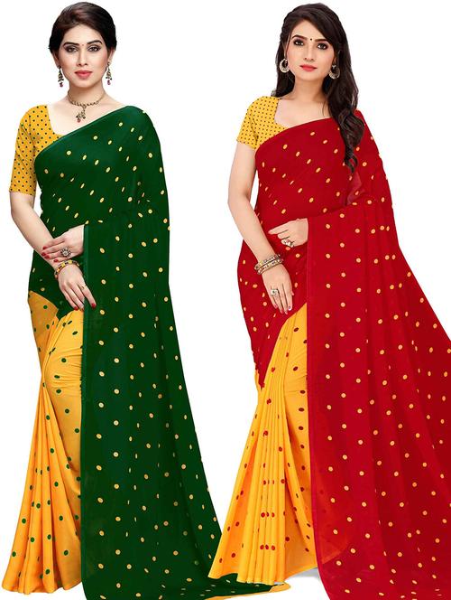 women pack of 2 casual wear combo sarees with blouse - 21477921 - Very Small Image - 1