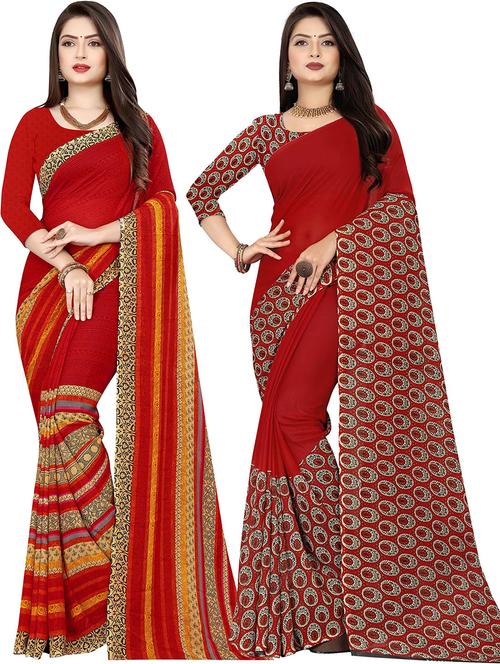 women pack of 2 casual wear combo sarees with blouse - 21477922 - Very Small Image - 1