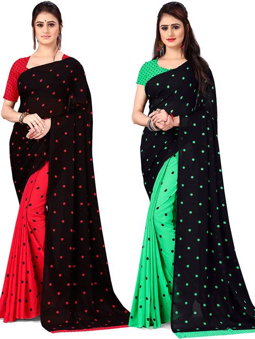 women pack of 2 casual wear combo sarees with blouse - 21477939 - Very Small Image - 1