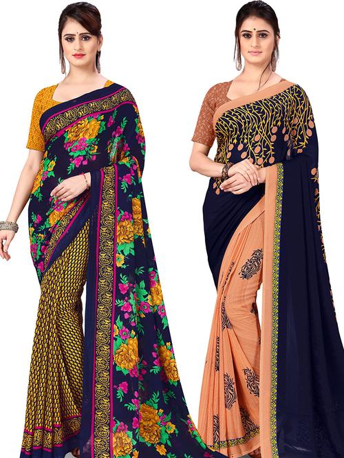 women pack of 2 casual wear combo sarees with blouse - 21477942 - Very Small Image - 1