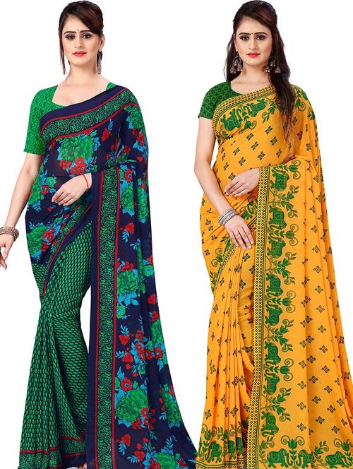 women pack of 2 casual wear combo sarees with blouse - 21477946 - Very Small Image - 1