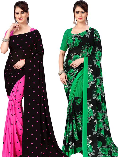 women pack of 2 casual wear combo sarees with blouse - 21477952 - Very Small Image - 1