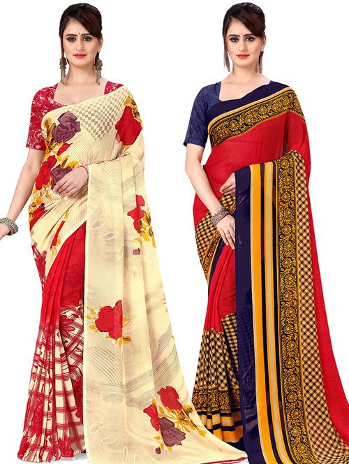 women pack of 2 casual wear combo sarees with blouse - 21477957 - Very Small Image - 1