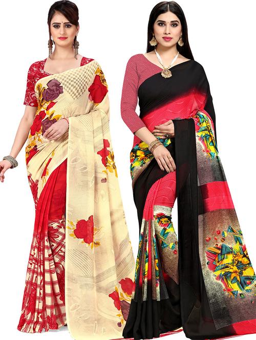 women pack of 2 casual wear combo sarees with blouse - 21477958 - Very Small Image - 1