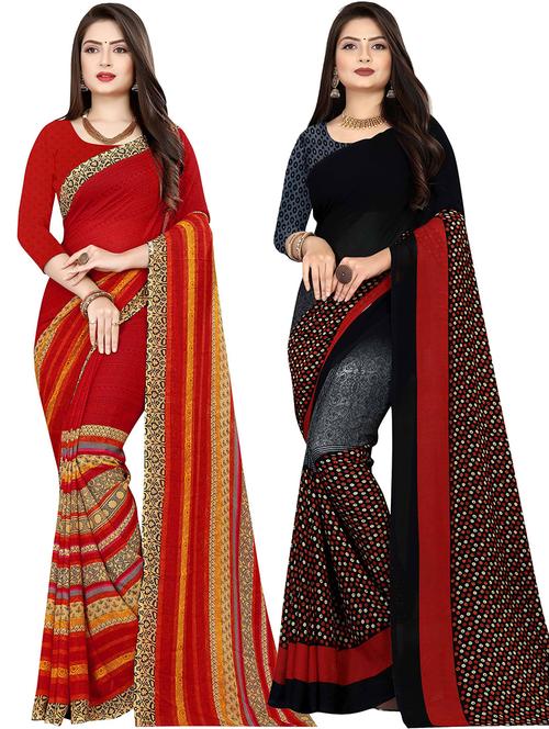 women pack of 2 casual wear combo sarees with blouse - 21477959 - Very Small Image - 1