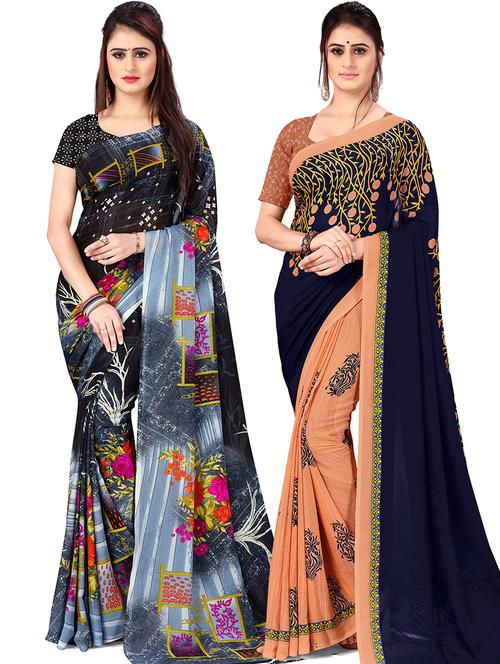 women pack of 2 casual wear combo sarees with blouse - 21477961 - Very Small Image - 1