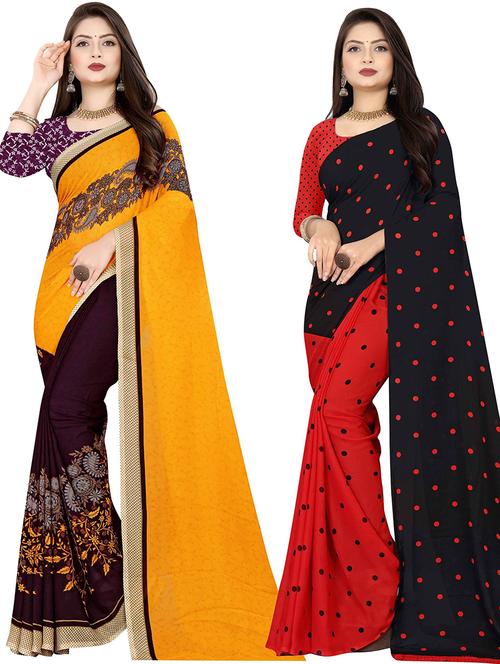 women pack of 2 casual wear combo sarees with blouse - 21477962 - Very Small Image - 1