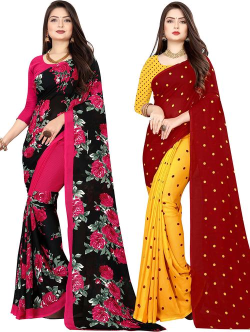 women pack of 2 casual wear combo sarees with blouse - 21477964 - Very Small Image - 1