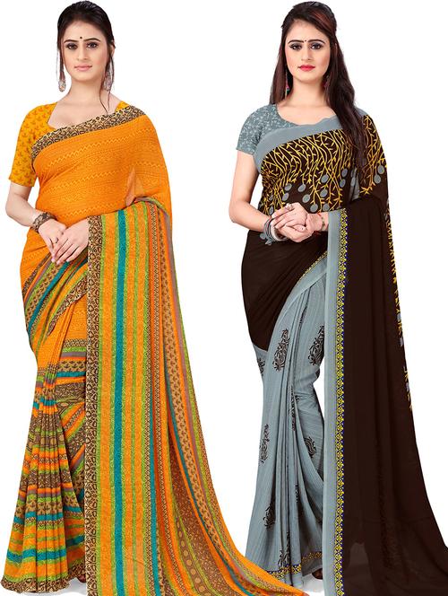 women pack of 2 casual wear combo sarees with blouse - 21477965 - Very Small Image - 1