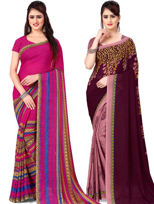 women pack of 2 casual wear combo sarees with blouse - 21477966 - Very Small Image - 1