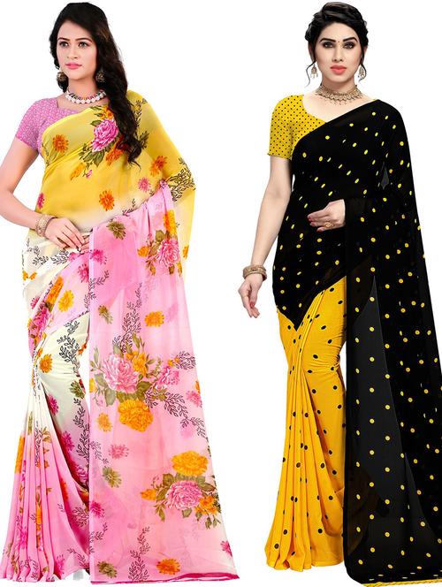 women pack of 2 casual wear combo sarees with blouse - 21477974 - Very Small Image - 1