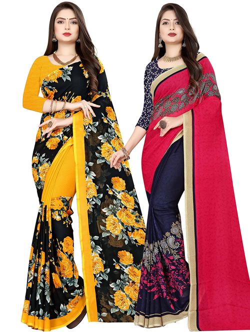 women pack of 2 casual wear combo sarees with blouse - 21477980 - Very Small Image - 1