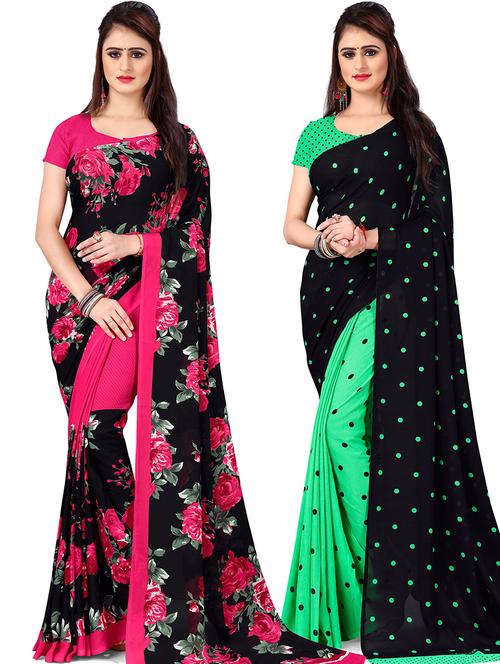women pack of 2 casual wear combo sarees with blouse - 21477990 - Very Small Image - 1