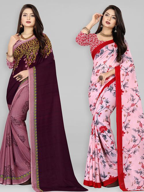 women pack of 2 casual wear combo sarees with blouse - 21477993 - Very Small Image - 1
