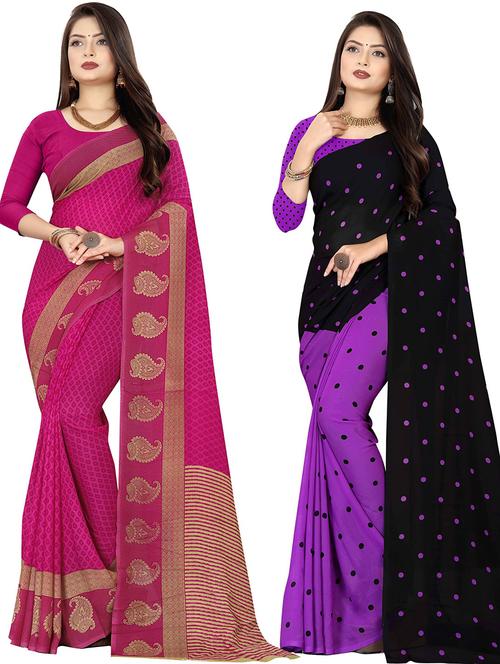 women pack of 2 casual wear combo sarees with blouse - 21477997 - Very Small Image - 1