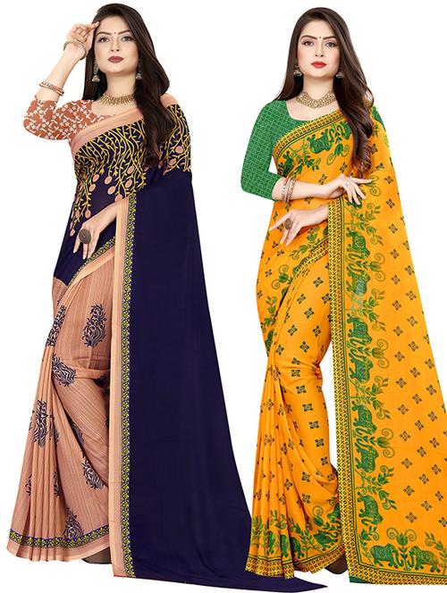 women pack of 2 casual wear combo sarees with blouse - 21478000 - Very Small Image - 1