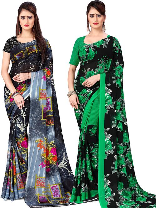 women pack of 2 casual wear combo sarees with blouse - 21478006 - Very Small Image - 1