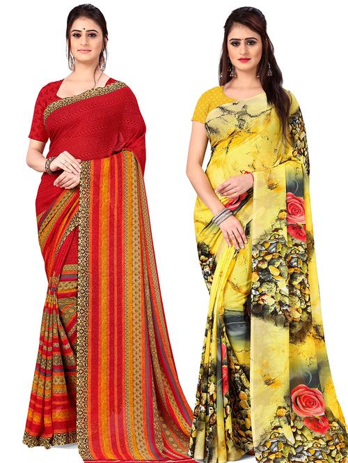 women pack of 2 casual wear combo sarees with blouse - 21478012 - Very Small Image - 1