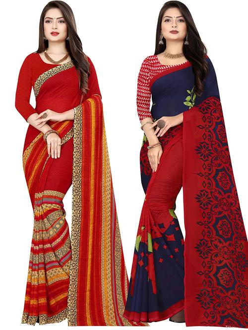 women pack of 2 casual wear combo sarees with blouse - 21478019 - Very Small Image - 1