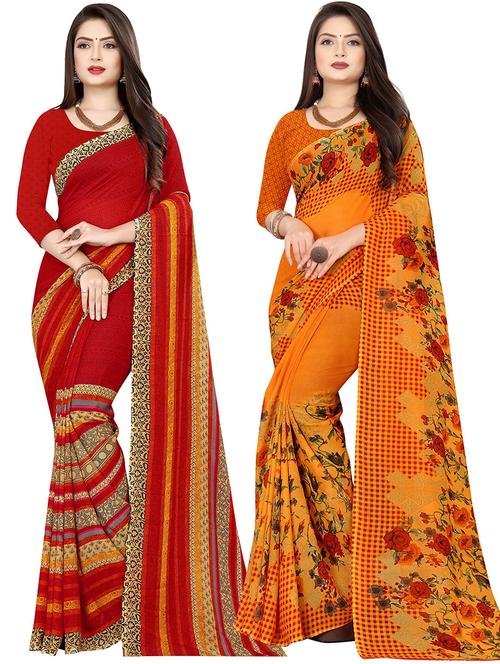 women pack of 2 casual wear combo sarees with blouse - 21478033 - Very Small Image - 1