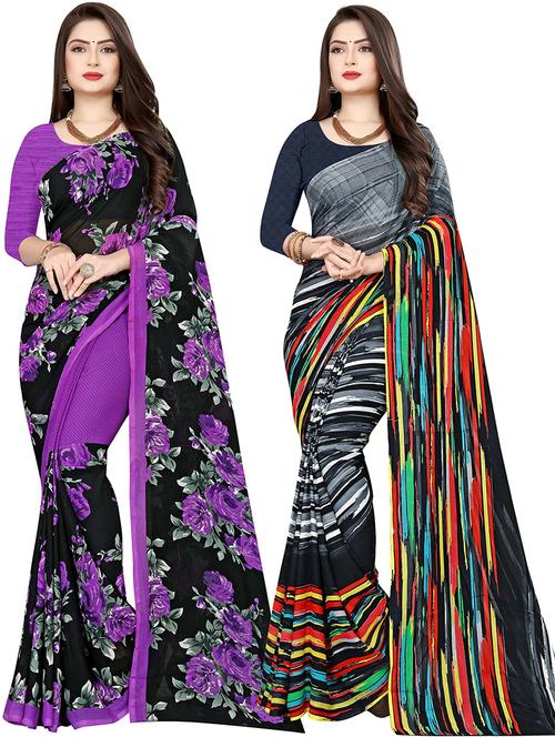 women pack of 2 casual wear combo sarees with blouse - 21478034 - Very Small Image - 1