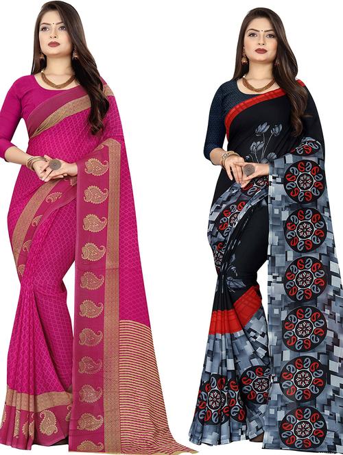 women pack of 2 casual wear combo sarees with blouse - 21478037 - Very Small Image - 1