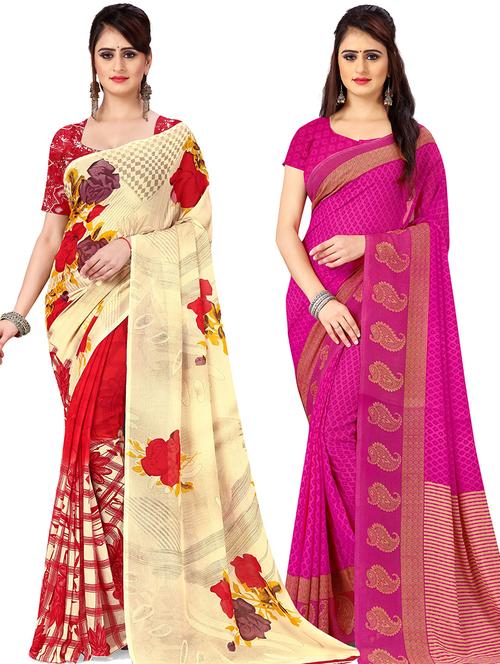 women pack of 2 casual wear combo sarees with blouse - 21478038 - Very Small Image - 1