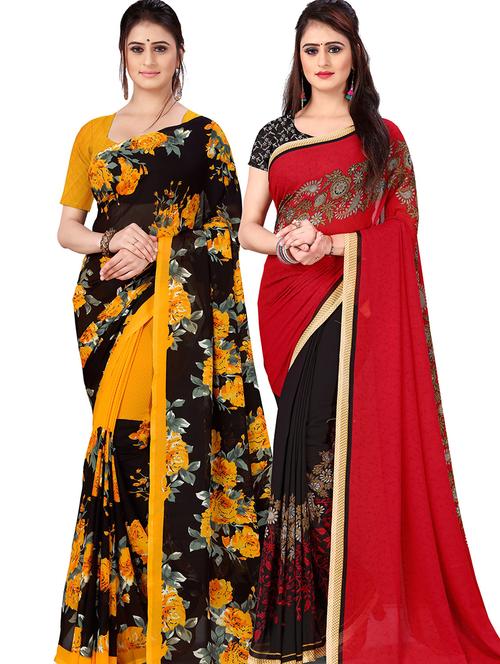 women pack of 2 casual wear combo sarees with blouse - 21478043 - Very Small Image - 1
