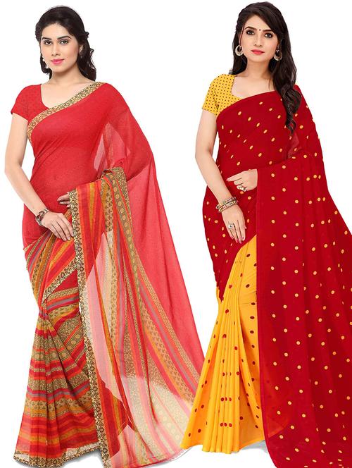 women pack of 2 casual wear combo sarees with blouse - 21478046 - Very Small Image - 1