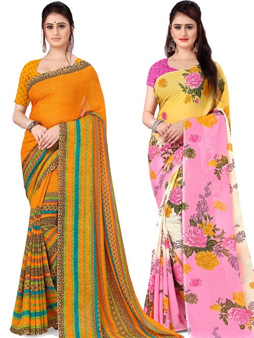 women pack of 2 casual wear combo sarees with blouse - 21478048 - Very Small Image - 1