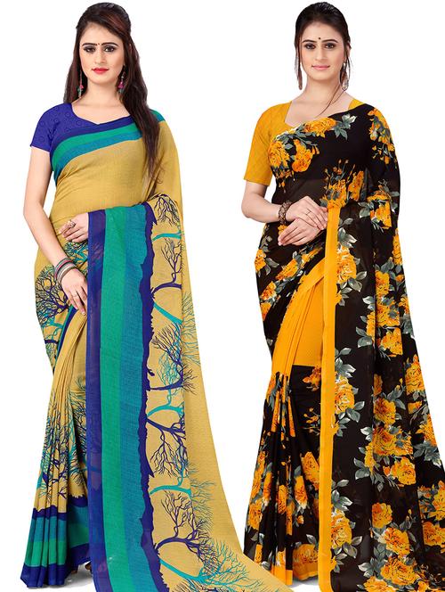 women pack of 2 casual wear combo sarees with blouse - 21478050 - Very Small Image - 1