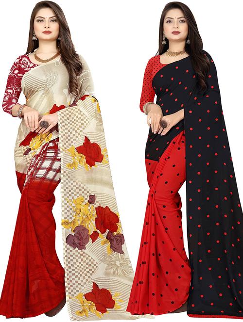 women pack of 2 casual wear combo sarees with blouse - 21478054 - Very Small Image - 1