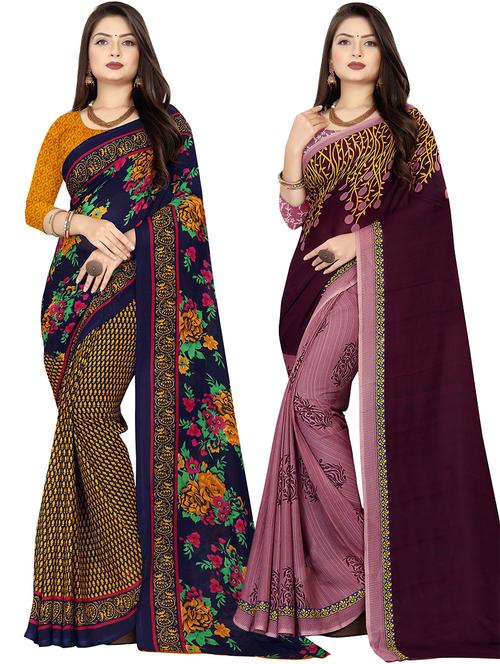women pack of 2 casual wear combo sarees with blouse - 21478055 - Very Small Image - 1