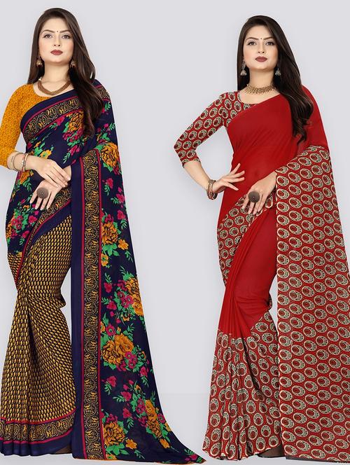 women pack of 2 casual wear combo sarees with blouse - 21478058 - Very Small Image - 1