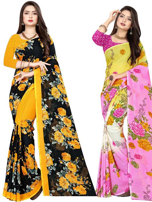 women pack of 2 casual wear combo sarees with blouse - 21478062 - Very Small Image - 1