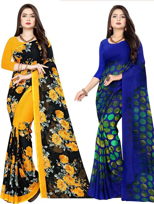 women pack of 2 casual wear combo sarees with blouse - 21478064 - Very Small Image - 1