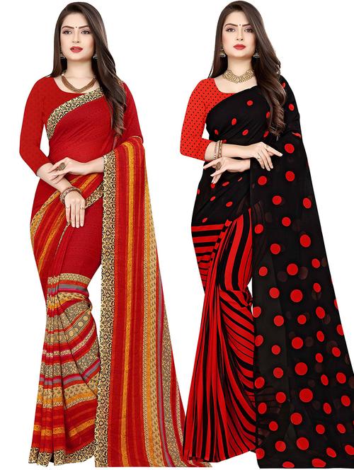women pack of 2 casual wear combo sarees with blouse - 21478066 - Very Small Image - 1