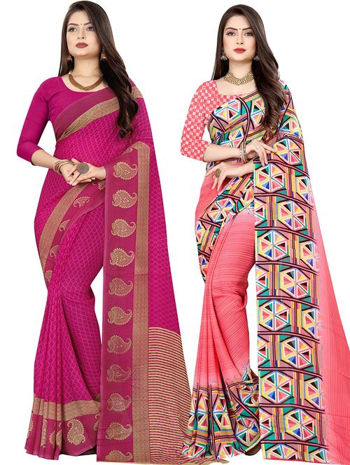 women pack of 2 casual wear combo sarees with blouse - 21478067 - Very Small Image - 1