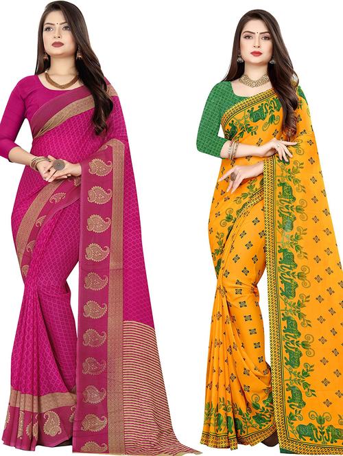 women pack of 2 casual wear combo sarees with blouse - 21478068 - Very Small Image - 1