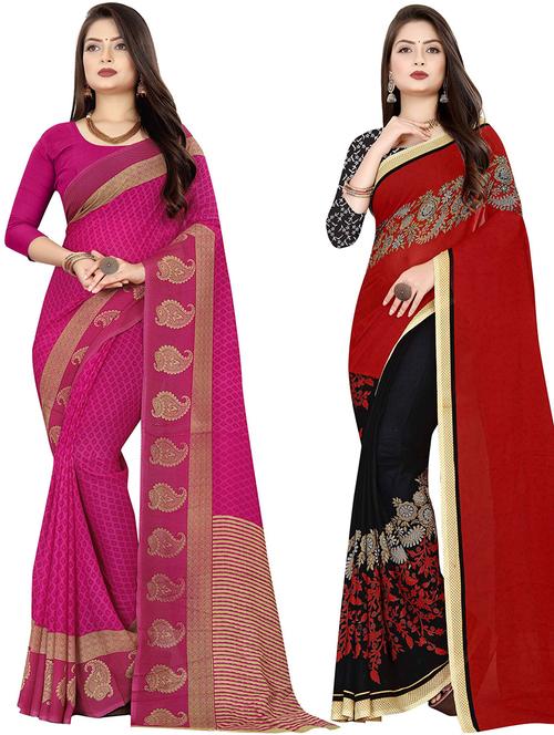 women pack of 2 casual wear combo sarees with blouse - 21478071 - Very Small Image - 1