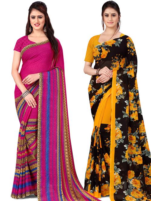 women pack of 2 casual wear combo sarees with blouse - 21478072 - Very Small Image - 1