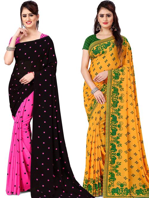women pack of 2 casual wear combo sarees with blouse - 21478075 - Very Small Image - 1