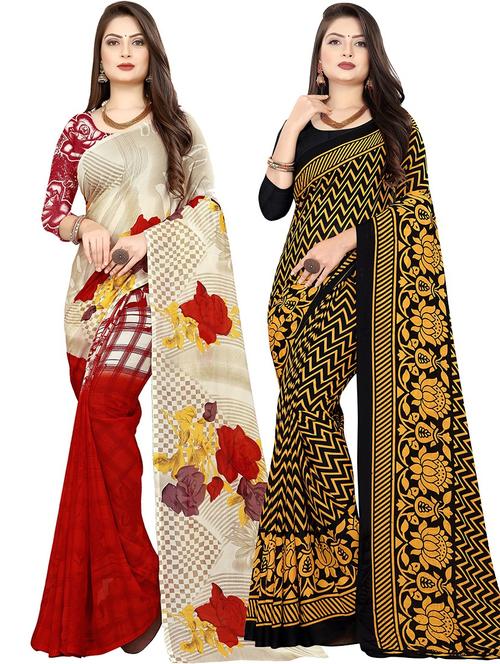 women pack of 2 casual wear combo sarees with blouse - 21478076 - Very Small Image - 1
